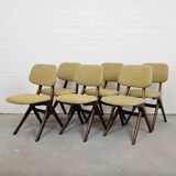 Suite de 6 chaises ciseaux vintage Louis van Teeffelen
