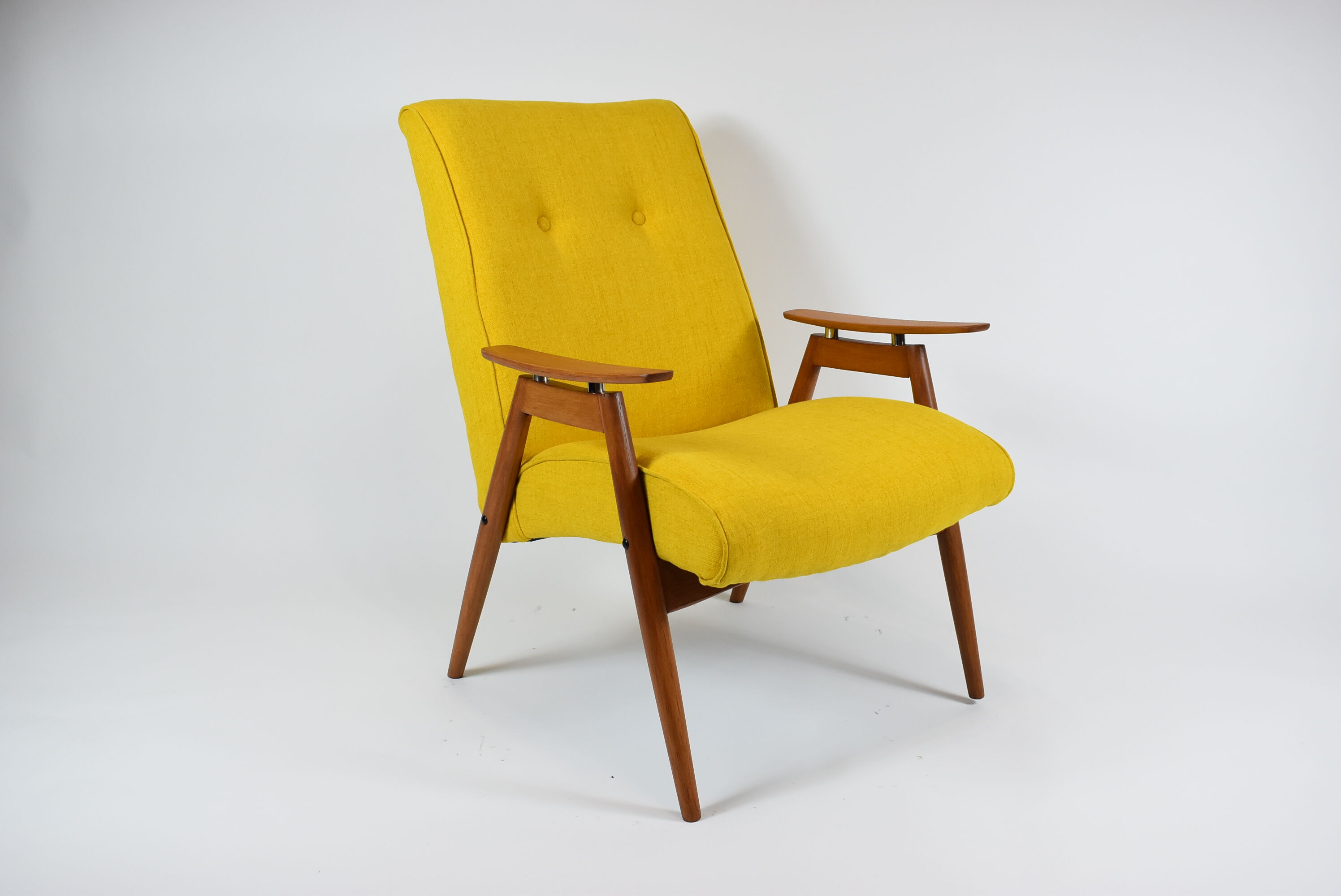 Czech original armchair TON, type 6950, 1960s, yellow, restored