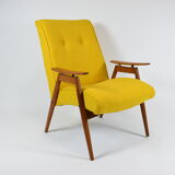 Czech original armchair TON, type 6950, 1960s, yellow, restored