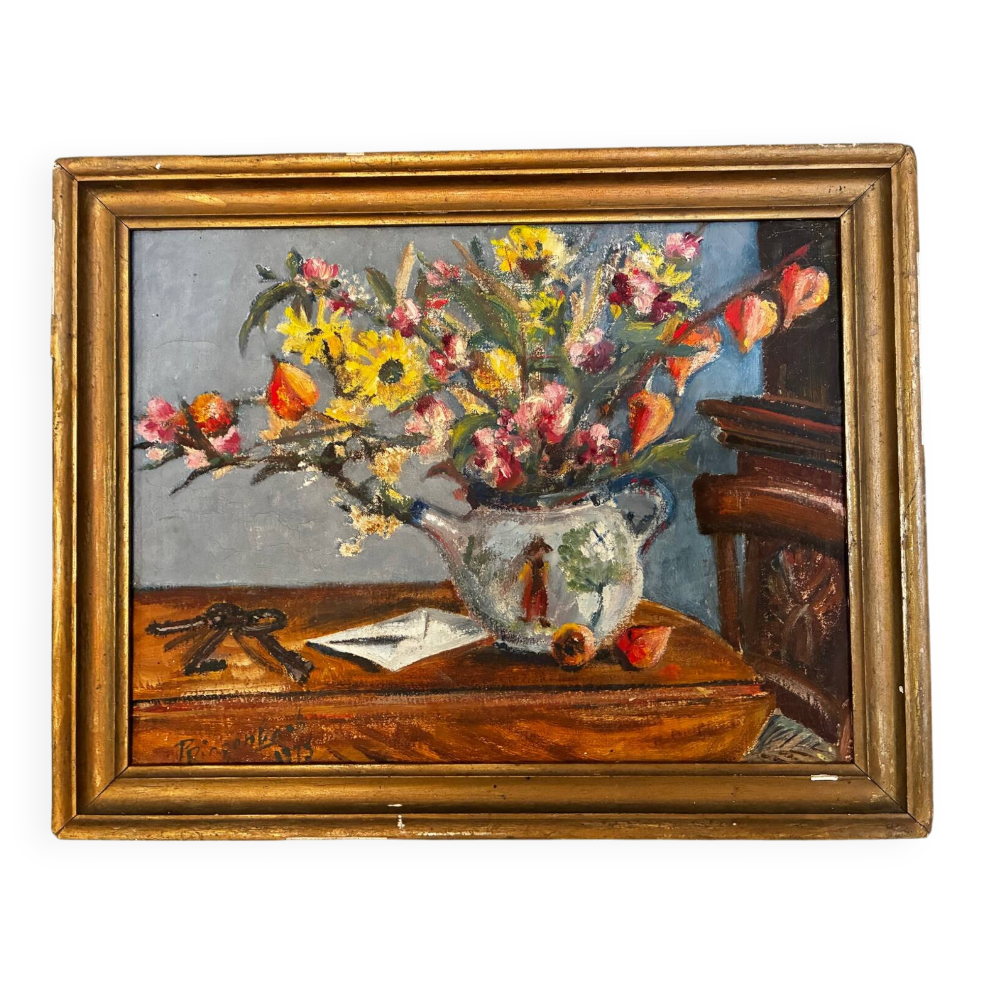 Still life painting with flowers and keys, 1973