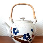 Stoneware tea set with currants, vintage Japan
