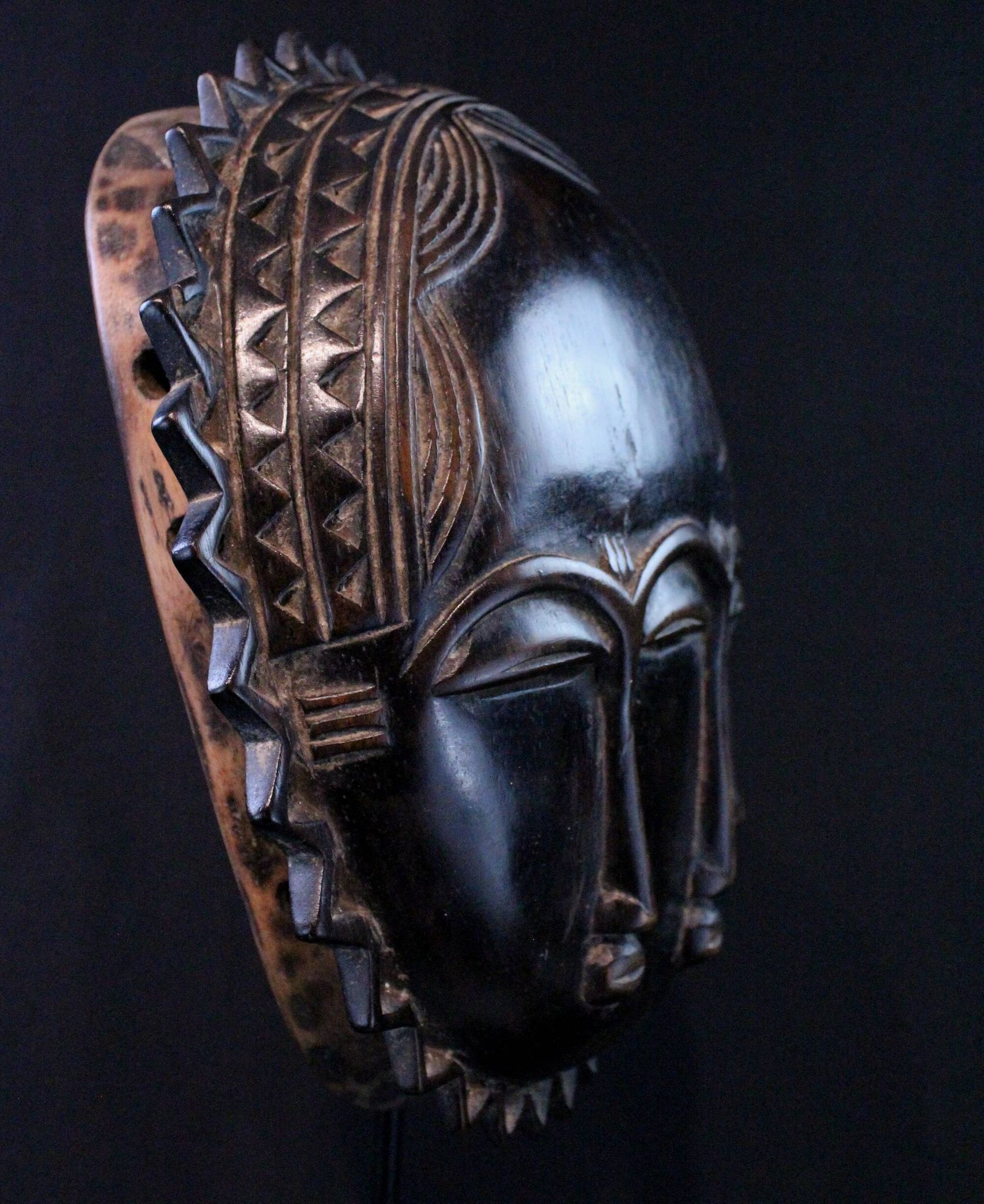 Art Africain Afrique - Masque Baoulé Soleil - 28 cm