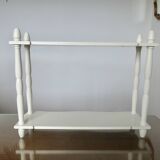 Old wall shelf, in turned wood, white lacquered, 1950s