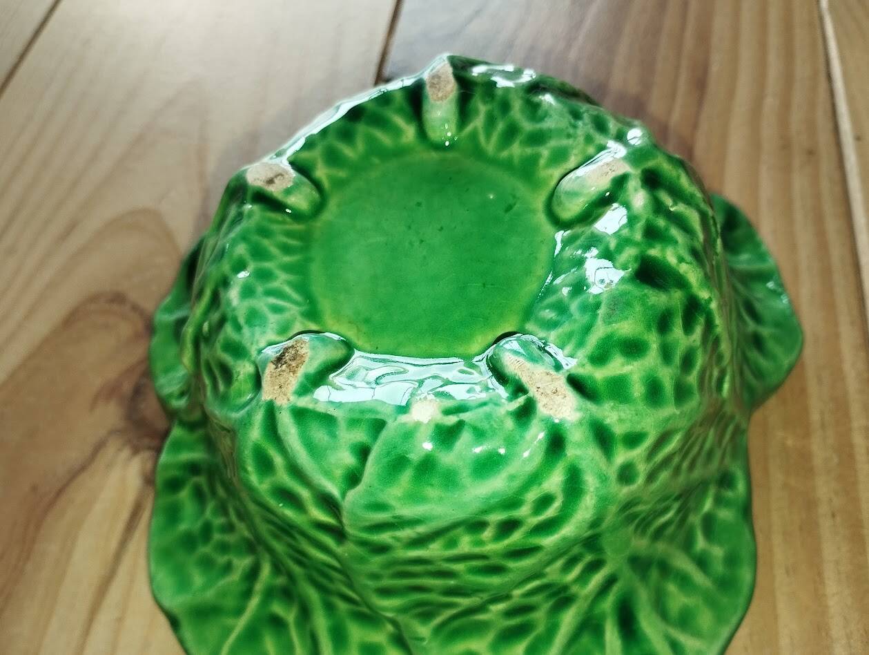 Vintage ceramic barbotine bonbonnière in the shape of a cabbage – 1950s
