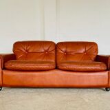 Canapé 2 places vintage danois en cuir cognac du milieu du siècle par Sigurd Resell