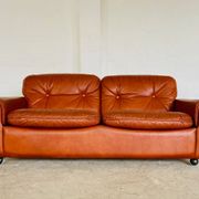 Vintage Danish mid-century cognac leather 2-seater sofa by Sigurd Resell