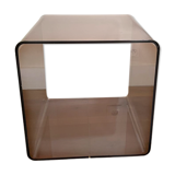 Vintage smoked plexiglass cube by Miche Dumas for Roche Bobois 70s.