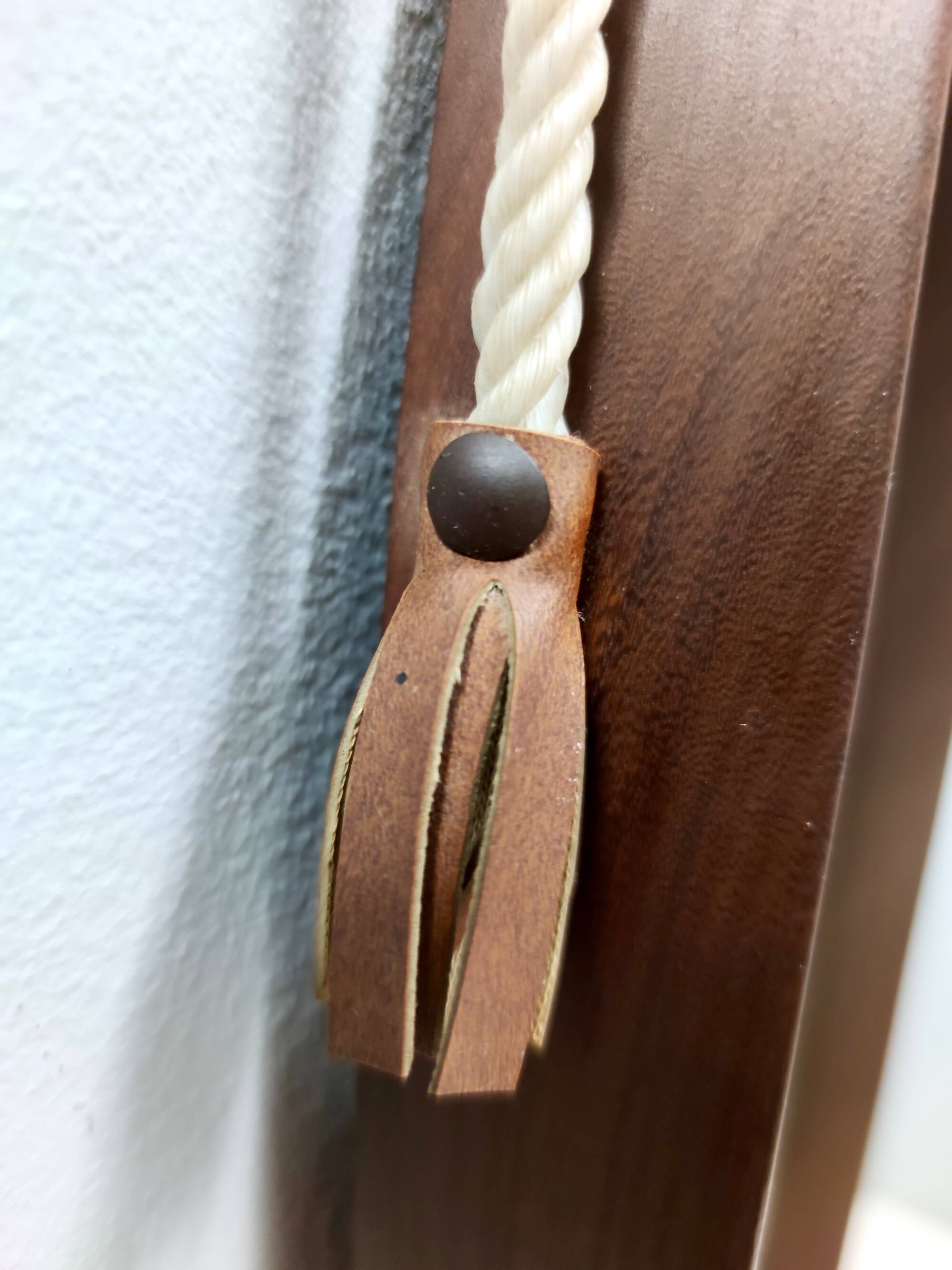 Oval Wall Mirror with Ebonized Beech Frame and a Nylon Rope, Italy