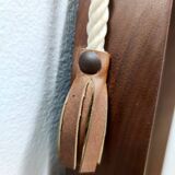 Miroir mural ovale avec cadre en hêtre noirci et corde en nylon, Italie