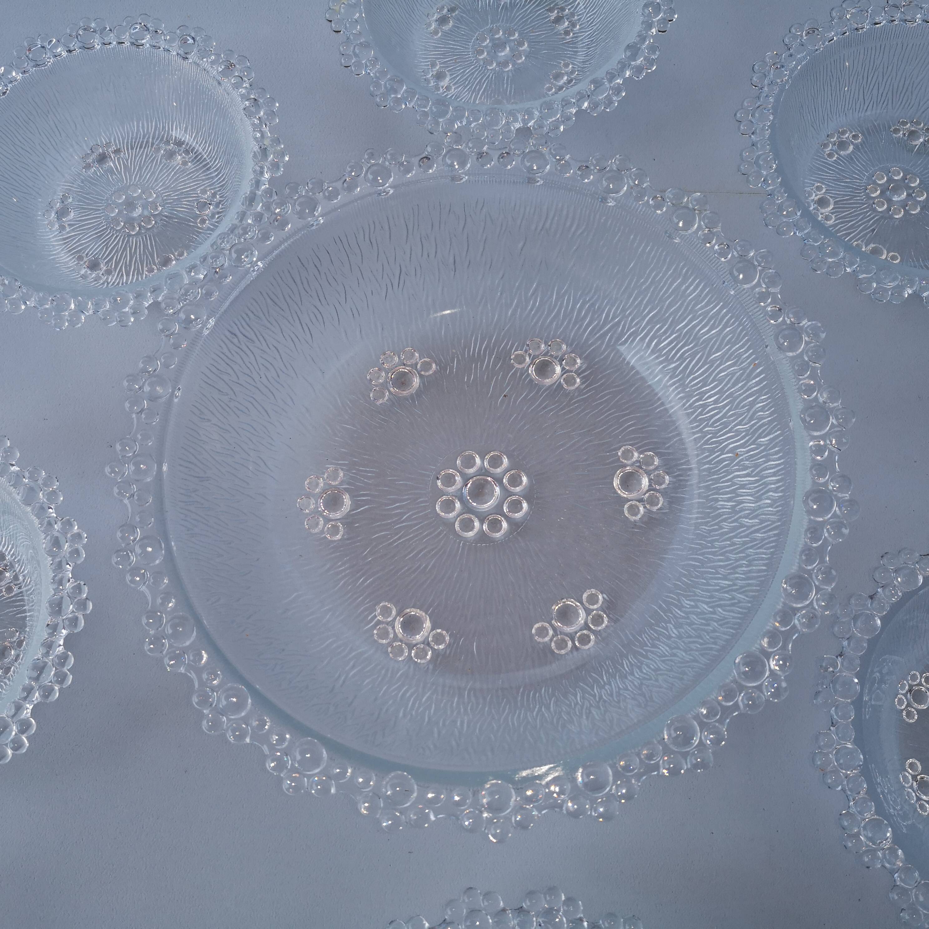 Service salad bowl textured glass masserini barocco italy vintage 1960