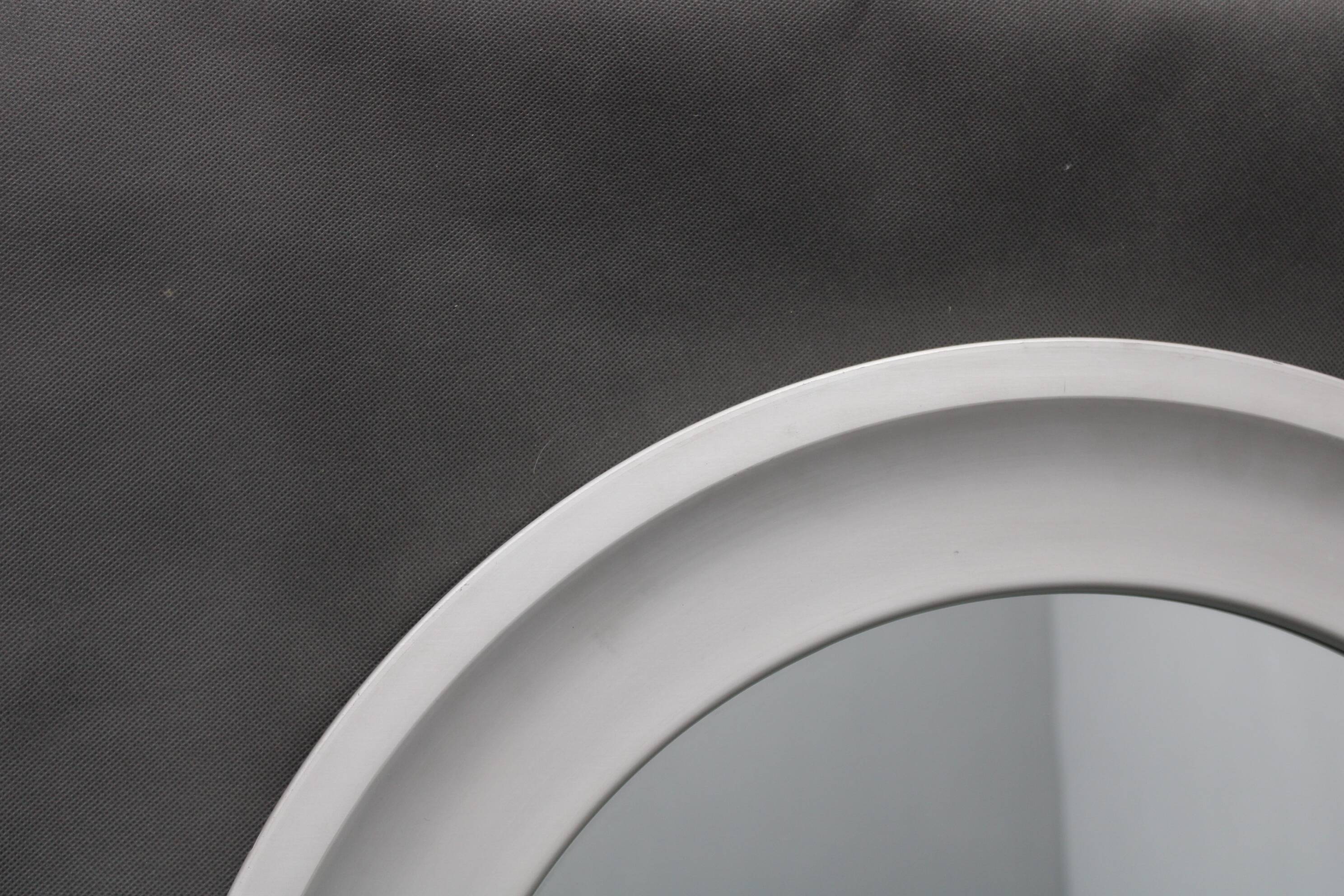 1970s Italian Round Aluminium Mirror