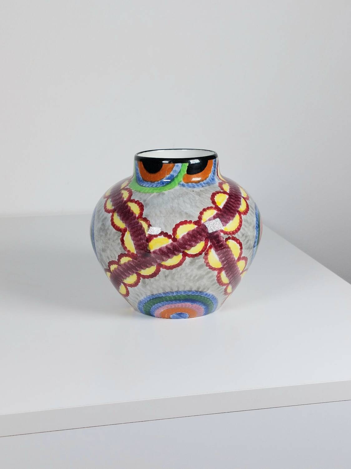 Handpainted Art Deco vase by Eva Stricker Zeisel for Schramberg