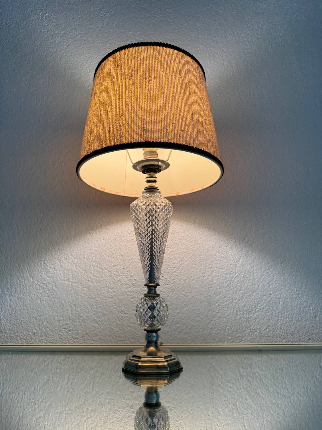 Glass and brass lamp from the 60s