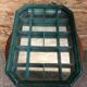 Old hanging showcase 18 green wood boxes + mirror + vintage glass door