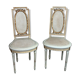 Chaises cannées de style Louis XV patinées gris et doré