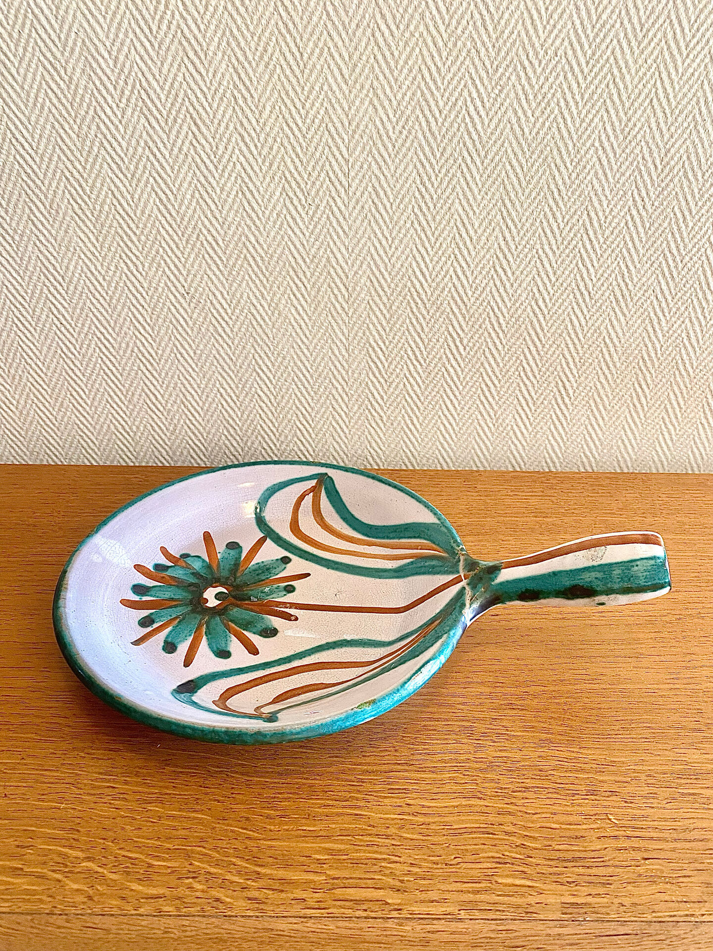 Large enamelled ceramic frying pan by Robert Picault