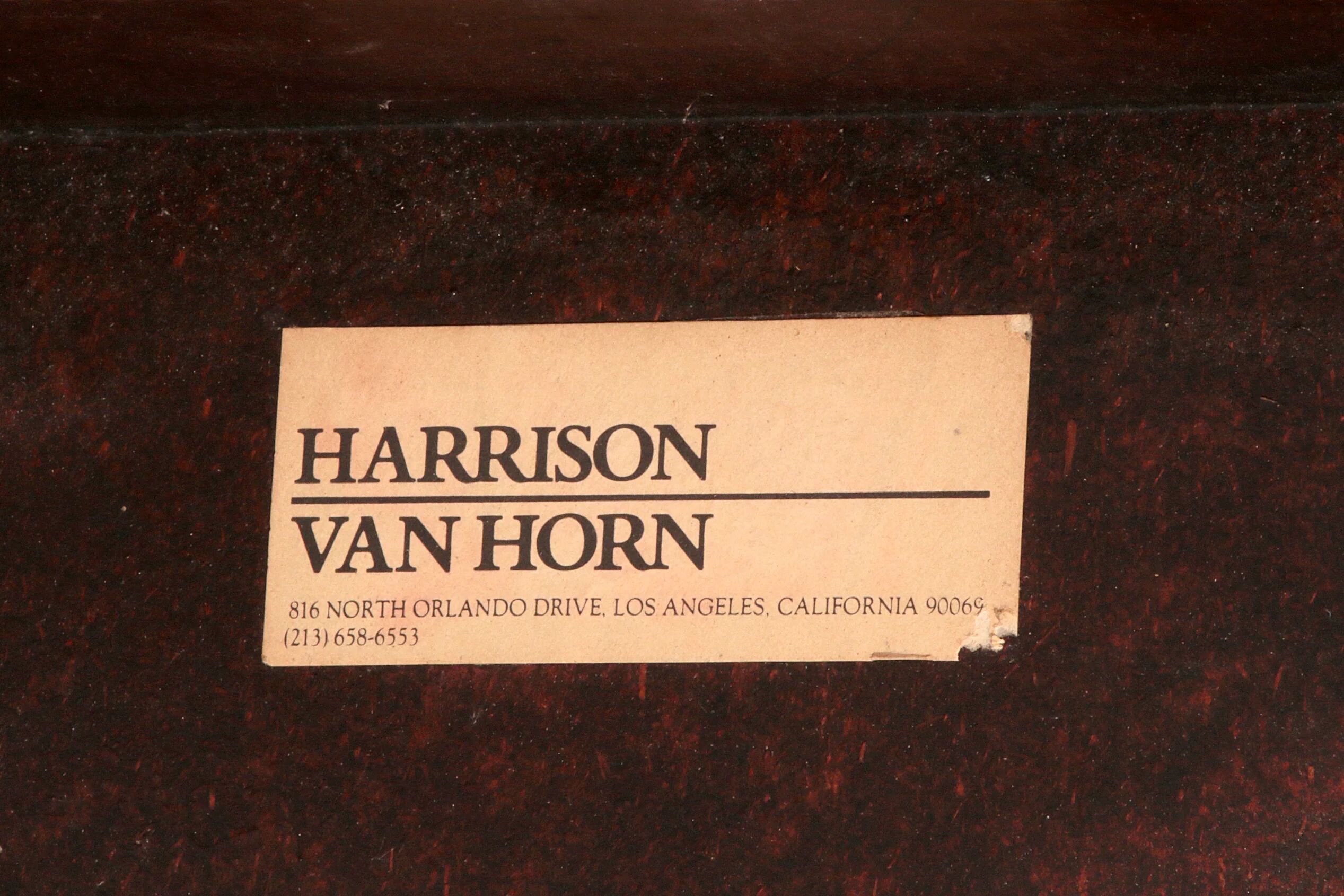 Harrison Van Horn wood and brass rectangle coffee table