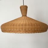 exceptional large Mid Century Modern wicker pendant lamp