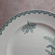 Large round antique ironstone plate, Saint-Amandinoise – Model Lily of the Valley