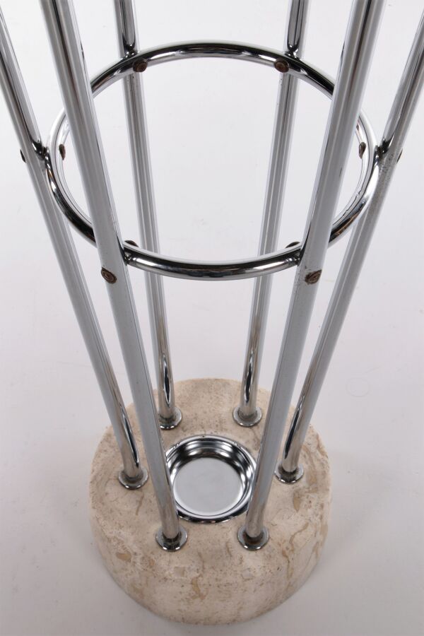 Porte-manteau en travertin chromé architectural italien années 1960