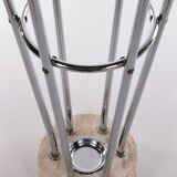 Italian Architectural Travertine Chrome Coat rack, 1960s