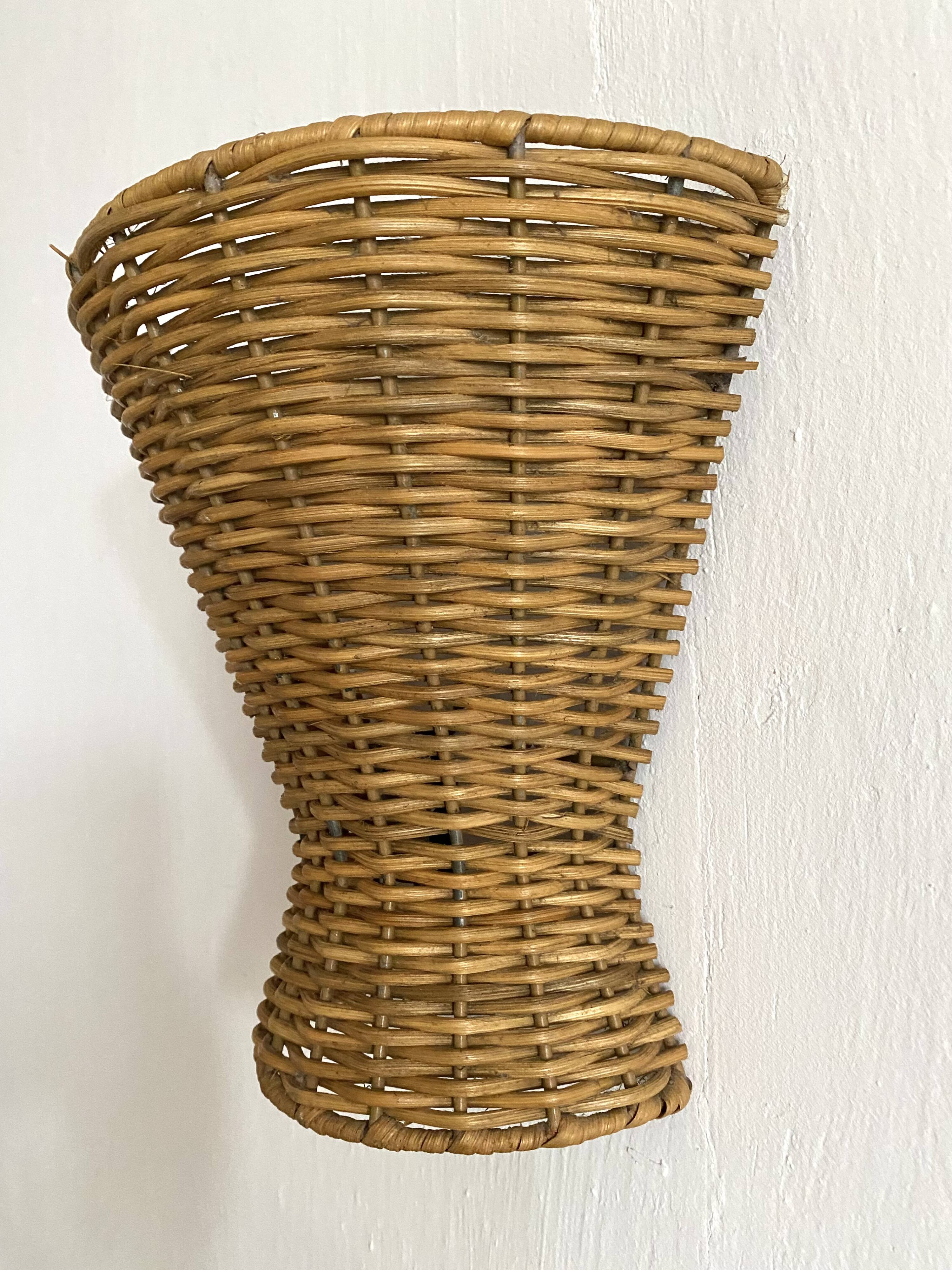 Pair of 60s rattan wall lights