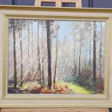 Framed oil on canvas signed J. Trassard Soleil Landais L 80.5 cm