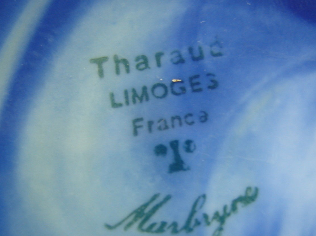 Tharaud Limoges Marbryne Blue Vase