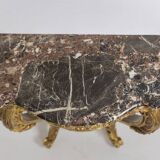 Louis XV period carved and gilded wooden console. Circa 1880.