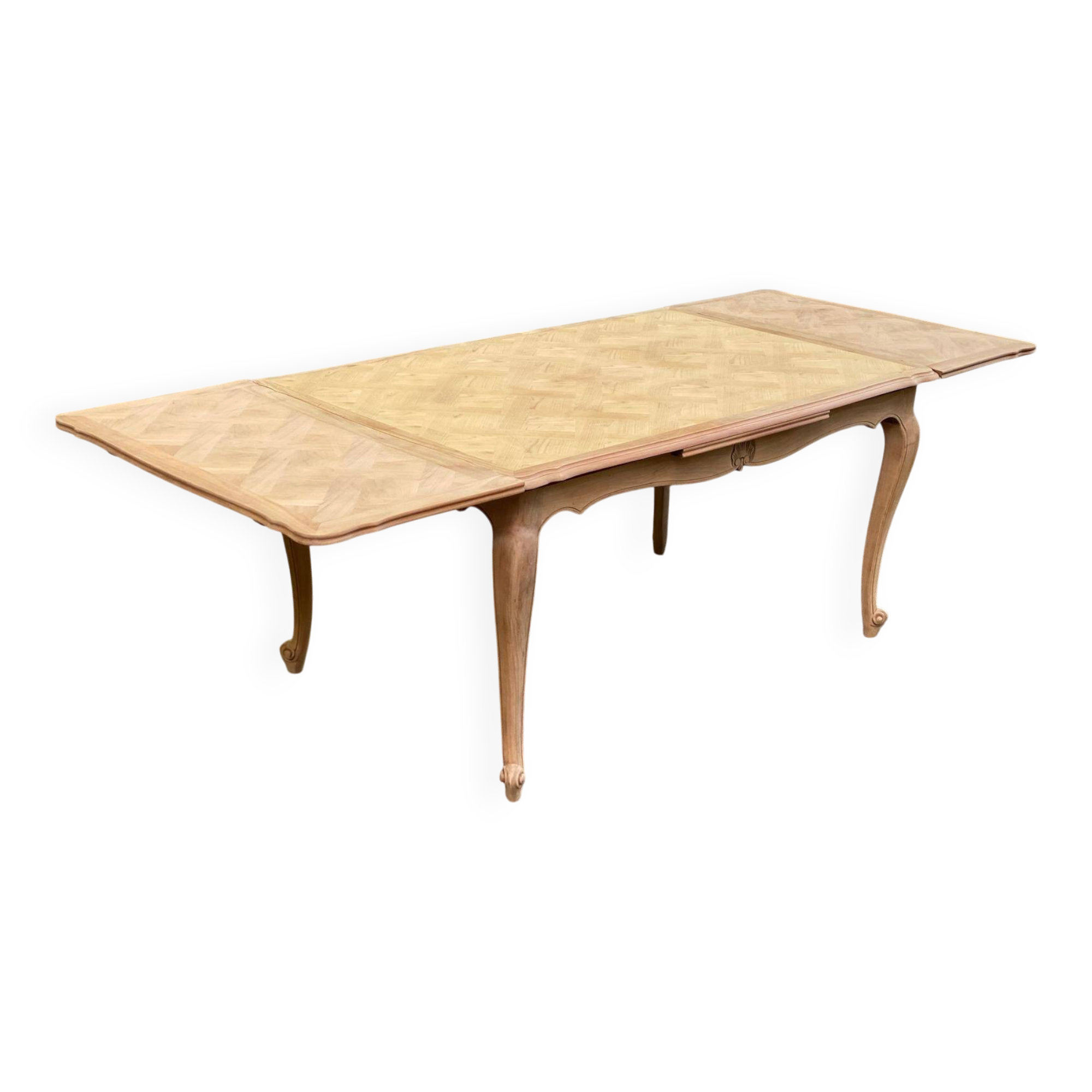 Table à manger Louis XV extensible rénovée en bois brut