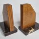 Pair of Art Deco bookends in solid wood and veined black marble
