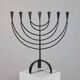 Vintage Swedish Menorah candle holder, hand-forged, in brutalist style.