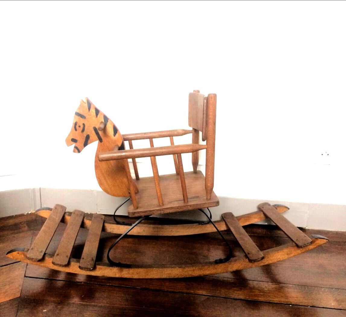 Wooden rocking horse circa 1950