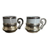 Pair of Italian cups with silver metal cup holders