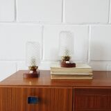 Paire de lampes de chevet avec base en bois