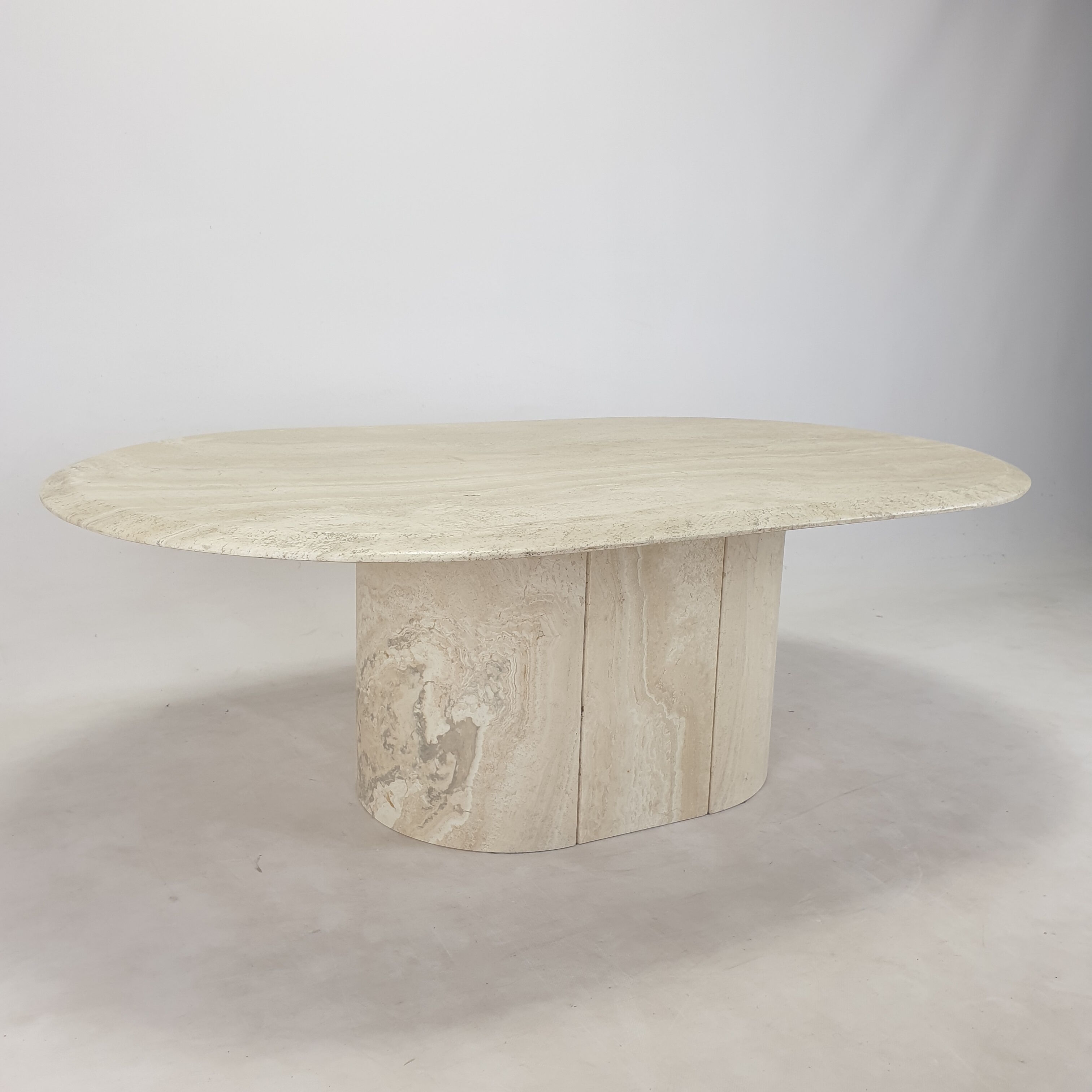 Italian Oval Travertine Coffee Table, 1984