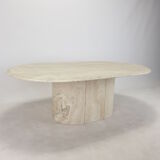 Italian Oval Travertine Coffee Table, 1984