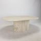 Table basse ovale italienne en travertin, 1984