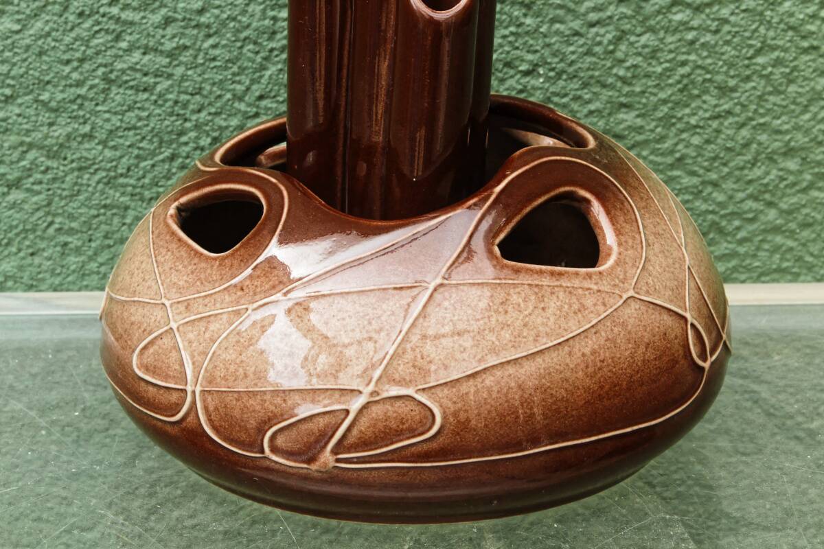 Ceramic vase, flower holder, ikebana, signed, 1960s