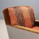Pair of antique armchairs with velvet and fabric poufs, Italy, 20th century