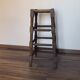 Stool high straw wood turned