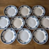 Lot 10 assiettes plates anciennes Badonviller modèle Jeanne