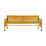 Banc en bois et fonte à patine jaune