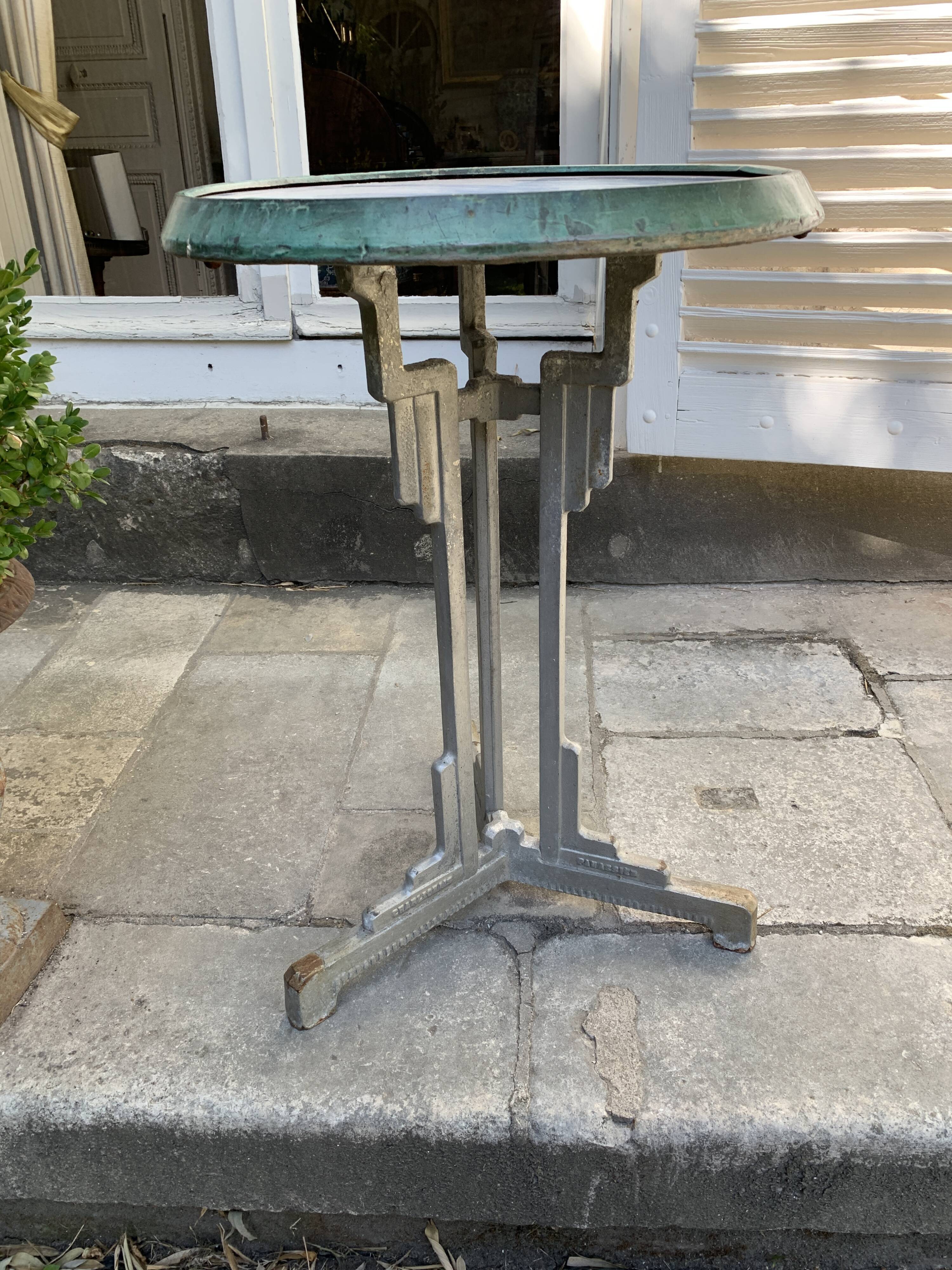 Charlionais & Panassier cast iron and opaline table, 1930s
