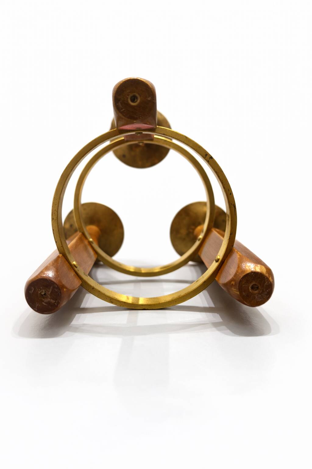 Chandelier ajustable en teck et laiton Mid-Century