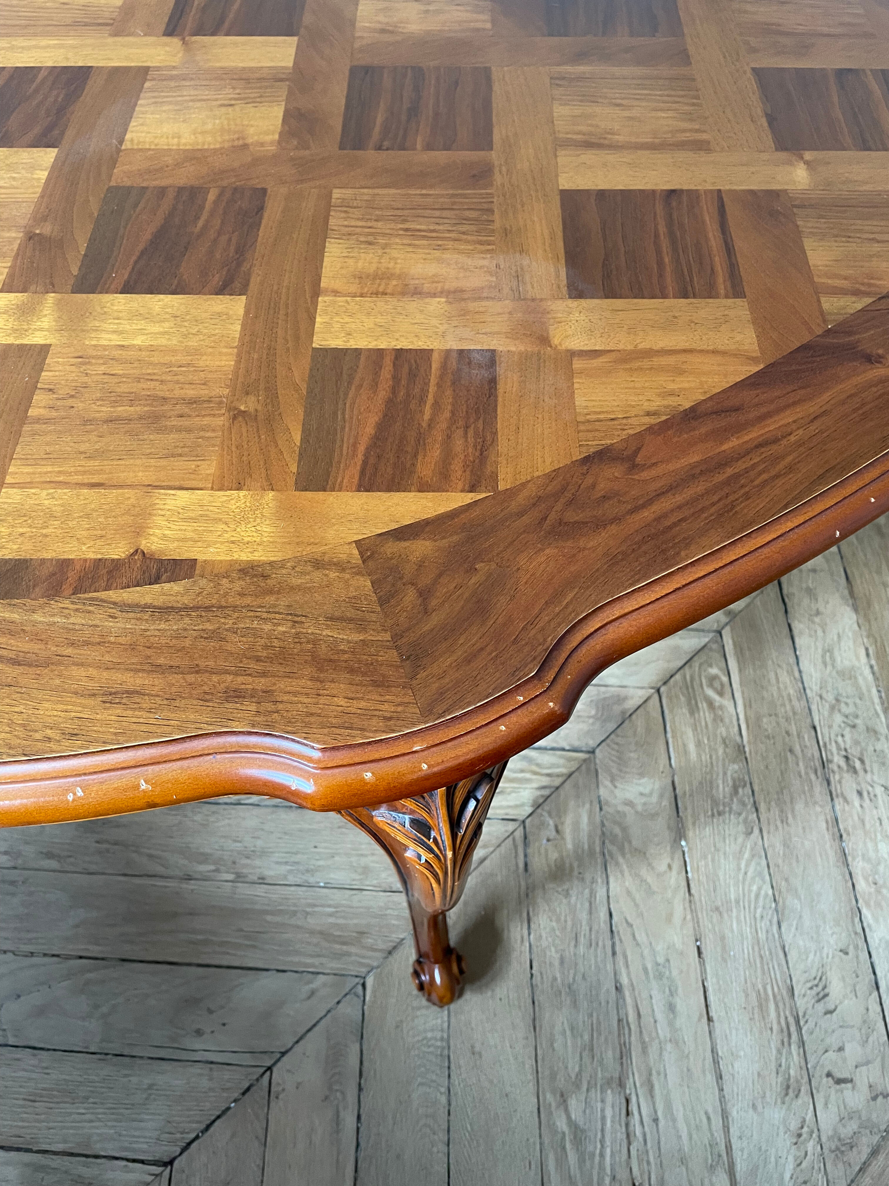 Louis XV style extendable oval wooden dining table