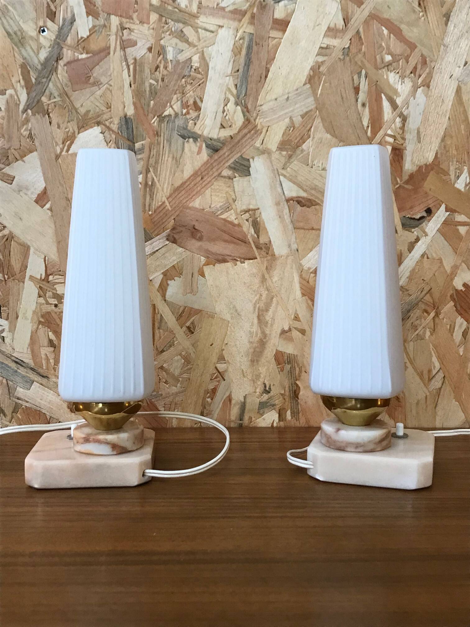 Vintage lamps in opaline and marble from the 1960s.