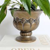 Cache-pot vintage en laiton avec piédestal