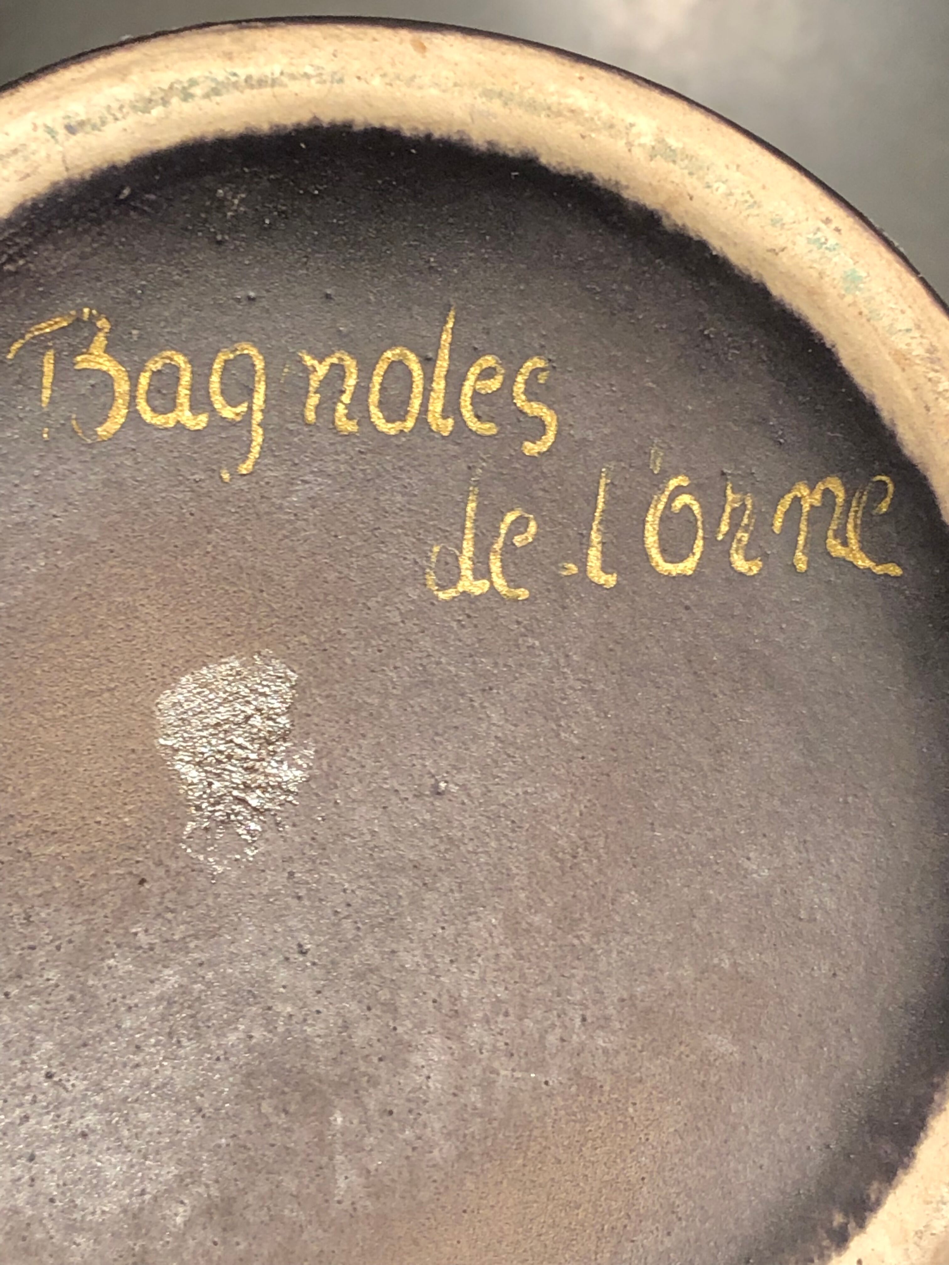 Yellow and black ceramic vase 50s