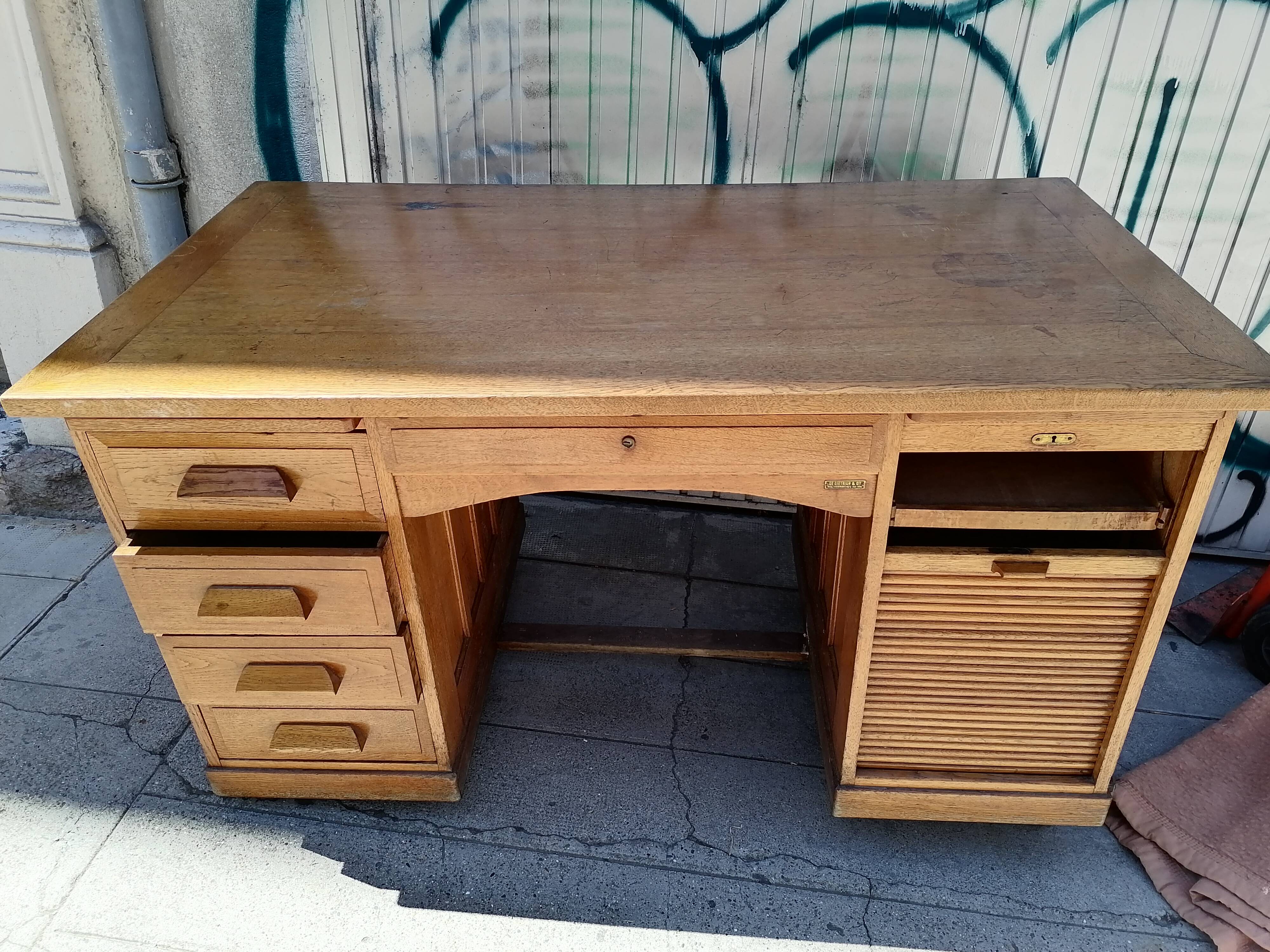 Old oak desk. De dietrich and Cie. 1950